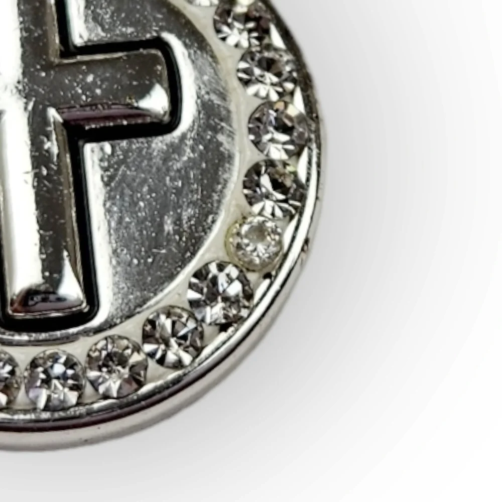 Christian Charm Bangle Bracelet Rhinestone Cross Faith Hope Love Silver Tone
